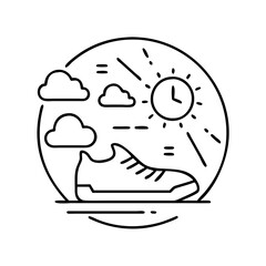early morning run icon, early morning run line art - simple line art of early morning run, perfect for early morning run logos and icons