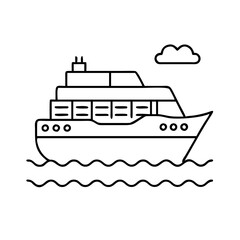 Obraz premium ferry boat icon, ferry boat line art - simple line art of ferry boat, perfect for ferry boat logos and icons