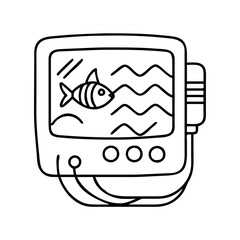 fish finder device icon, fish finder device line art - simple line art of fish finder device, perfect for fish finder device logos and icons