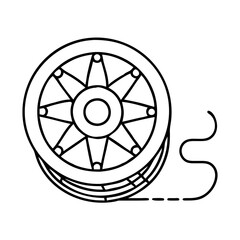 fishing line spool icon, fishing line spool line art - simple line art of fishing line spool, perfect for fishing line spool logos and icons