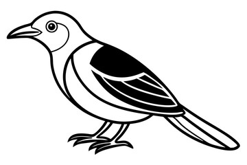 Cute Bird Line Art Vector &ndash; Minimalist Bird Illustration, Logo Icon & Clip art on White Background