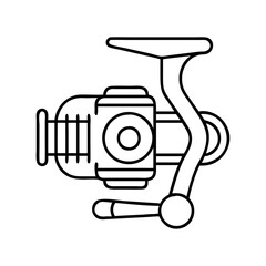fishing reel icon, fishing reel line art - simple line art of fishing reel, perfect for fishing reel logos and icons