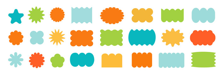 Abstract geometric shapes and icons. Colorful groovy brutal figures. Modern Swiss design aesthetic.