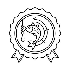 fishing tournament badge icon, fishing tournament badge line art - simple line art of fishing tournament badge, perfect for fishing tournament badge logos and icons