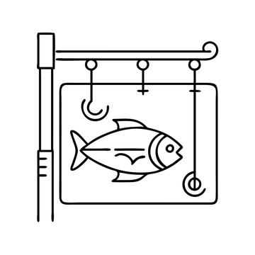 recommend clip art: fishing tackle store sign icon, fishing tackle store sign line art - simple line art of fishing tackle store sign, perfect for fishing tackle store sign logos and icons