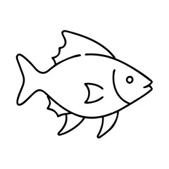 fish silhouette icon, fish silhouette line art - simple line art of fish silhouette, perfect for fish silhouette logos and icons