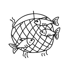 fish trap icon, fish trap line art - simple line art of fish trap, perfect for fish trap logos and icons