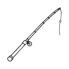 fly fishing rod icon, fly fishing rod line art - simple line art of fly fishing rod, perfect for fly fishing rod logos and icons