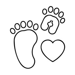 footprint and heart icon, footprint and heart line art - simple line art of footprint and heart, perfect for footprint and heart logos and icons