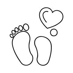 footprint and heart icon, footprint and heart line art - simple line art of footprint and heart, perfect for footprint and heart logos and icons