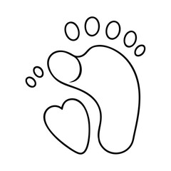 footprint with heart icon, footprint with heart line art - simple line art of footprint with heart, perfect for footprint with heart logos and icons