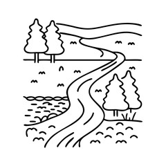 freshwater stream icon, freshwater stream line art - simple line art of freshwater stream, perfect for freshwater stream logos and icons
