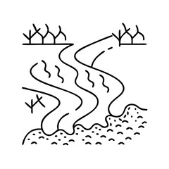freshwater stream icon, freshwater stream line art - simple line art of freshwater stream, perfect for freshwater stream logos and icons