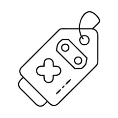 game tag icon, game tag line art - simple line art of game tag, perfect for game tag logos and icons