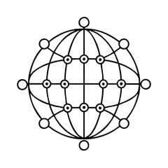 globe with network nodes icon, globe with network nodes line art - simple line art of globe with network nodes, perfect for globe with network nodes logos and icons