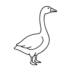goose silhouette icon, goose silhouette line art - simple line art of goose silhouette, perfect for goose silhouette logos and icons
