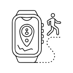 gps running tracker icon, gps running tracker line art - simple line art of gps running tracker, perfect for gps running tracker logos and icons