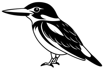 Obraz premium Cute Bird Line Art Vector – Minimalist Bird Illustration, Logo Icon & Clip art on White Background