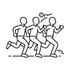 group jogging session icon, group jogging session line art - simple line art of group jogging session, perfect for group jogging session logos and icons