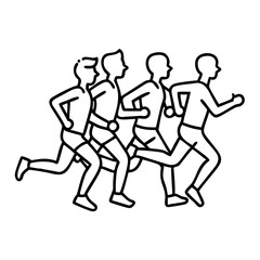 group jogging session icon, group jogging session line art - simple line art of group jogging session, perfect for group jogging session logos and icons