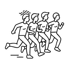 group jogging session icon, group jogging session line art - simple line art of group jogging session, perfect for group jogging session logos and icons