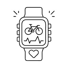 heart rate monitor for cyclists icon, heart rate monitor for cyclists line art - simple line art of heart rate monitor for cyclists, perfect for heart rate monitor for cyclists logos and icons
