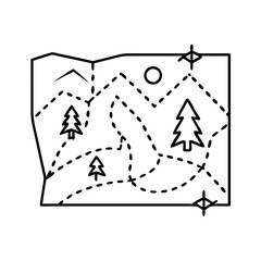 hiking trail map icon, hiking trail map line art - simple line art of hiking trail map, perfect for hiking trail map logos and icons