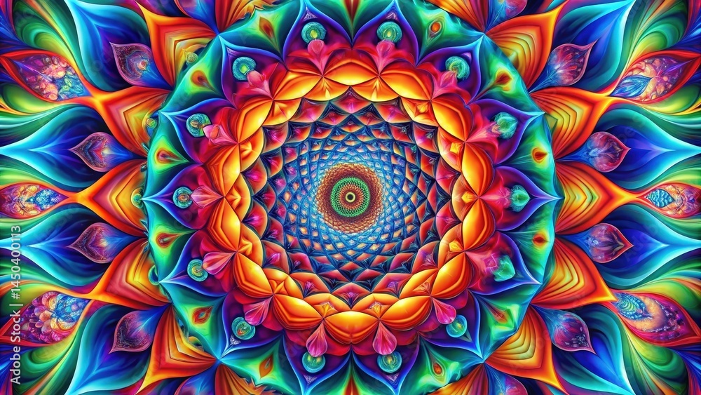Aufkleber a psychedelic kaleidoscope of vibrant colors and intricate patterns, creating a hypnotic and mesmeri