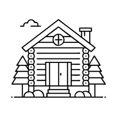 hunting cabin icon, hunting cabin line art - simple line art of hunting cabin, perfect for hunting cabin logos and icons