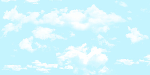Blue sky with white cloud Vector cartoon nature background The clouds should have a painterly or watercolor effect