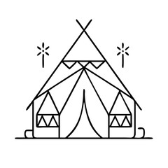 hunting tent icon, hunting tent line art - simple line art of hunting tent, perfect for hunting tent logos and icons