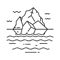 iceberg in the ocean icon, iceberg in the ocean line art - simple line art of iceberg in the ocean, perfect for iceberg in the ocean logos and icons
