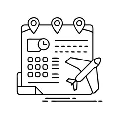 itinerary planner icon, itinerary planner line art - simple line art of itinerary planner, perfect for itinerary planner logos and icons