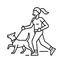 jogger with dog icon, jogger with dog line art - simple line art of jogger with dog, perfect for jogger with dog logos and icons