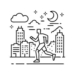jogging in city lights icon, jogging in city lights line art - simple line art of jogging in city lights, perfect for jogging in city lights logos and icons