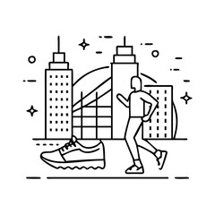 jogging in city lights icon, jogging in city lights line art - simple line art of jogging in city lights, perfect for jogging in city lights logos and icons
