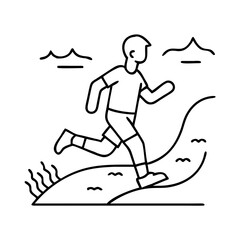 jogging on a dirt path icon, jogging on a dirt path line art - simple line art of jogging on a dirt path, perfect for jogging on a dirt path logos and icons