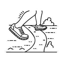 jogging on a dirt path icon, jogging on a dirt path line art - simple line art of jogging on a dirt path, perfect for jogging on a dirt path logos and icons