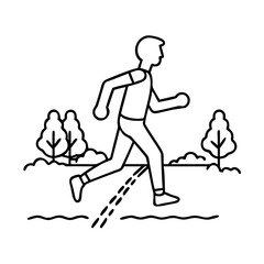 jogging on a dirt path icon, jogging on a dirt path line art - simple line art of jogging on a dirt path, perfect for jogging on a dirt path logos and icons
