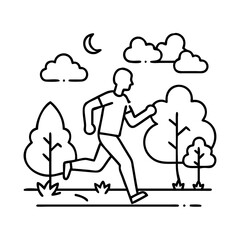 jogging through a park icon, jogging through a park line art - simple line art of jogging through a park, perfect for jogging through a park logos and icons