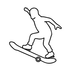 kickflip silhouette icon, kickflip silhouette line art - simple line art of kickflip silhouette, perfect for kickflip silhouette logos and icons