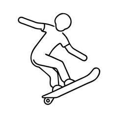 kickflip silhouette icon, kickflip silhouette line art - simple line art of kickflip silhouette, perfect for kickflip silhouette logos and icons