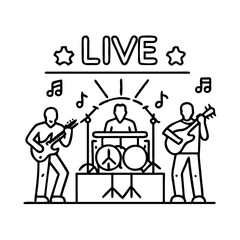live band icon, live band line art - simple line art of live band, perfect for live band logos and icons
