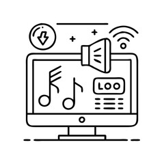 live music streaming icon, live music streaming line art - simple line art of live music streaming, perfect for live music streaming logos and icons