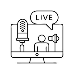 live recording icon, live recording line art - simple line art of live recording, perfect for live recording logos and icons