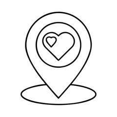 map pin with heart icon, map pin with heart line art - simple line art of map pin with heart, perfect for map pin with heart logos and icons