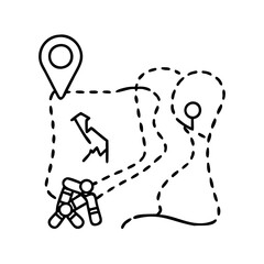 map with walking route icon, map with walking route line art - simple line art of map with walking route, perfect for map with walking route logos and icons