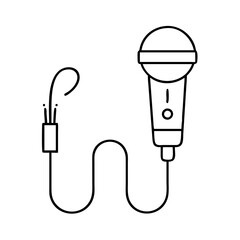 microphone with cord icon, microphone with cord line art - simple line art of microphone with cord, perfect for microphone with cord logos and icons