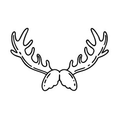 moose antlers icon, moose antlers line art - simple line art of moose antlers, perfect for moose antlers logos and icons