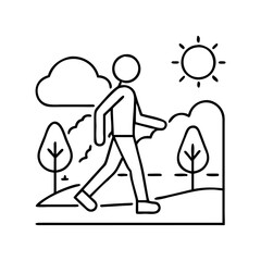 morning walk icon, morning walk line art - simple line art of morning walk, perfect for morning walk logos and icons